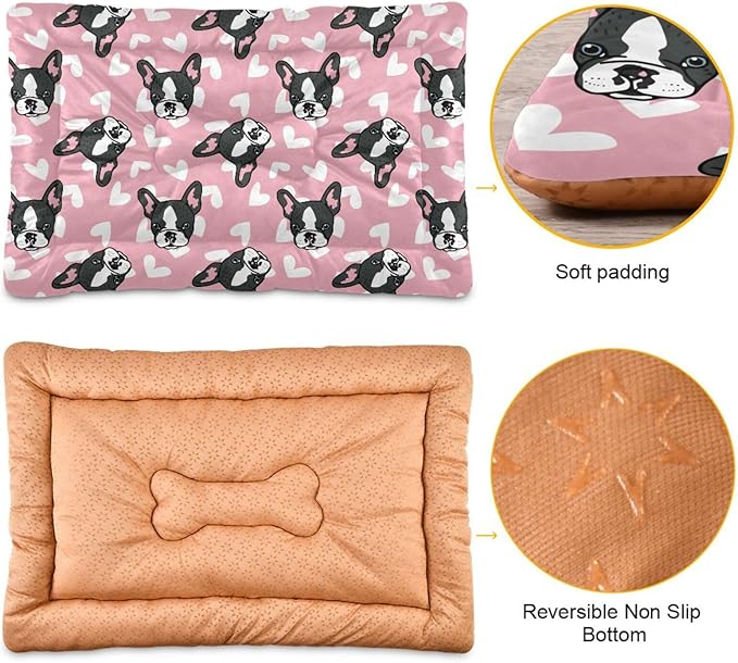 Cute French Bulldog Pet Bed Cute Dog Bed Mat Absorbing Non Slip Pad Pet Sleeping Mat for Small, Medium, and Large Dogs Puppy Cat 24 in x 18 in