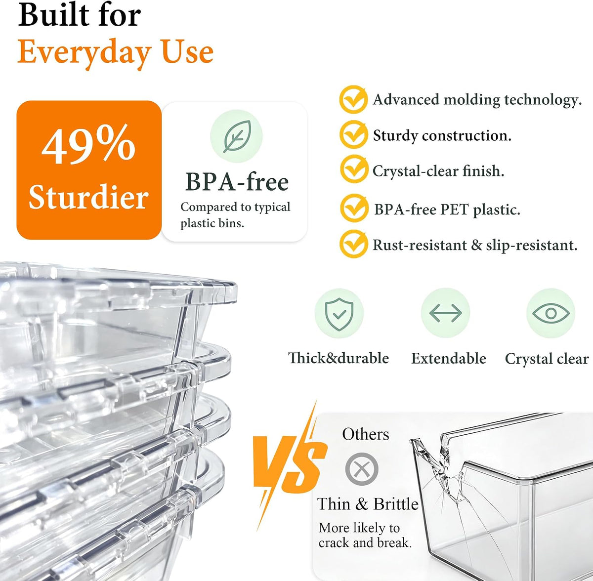 25Pcs Clear Expandable Drawer Organizer Bins for Vanity Desk Bathroom
