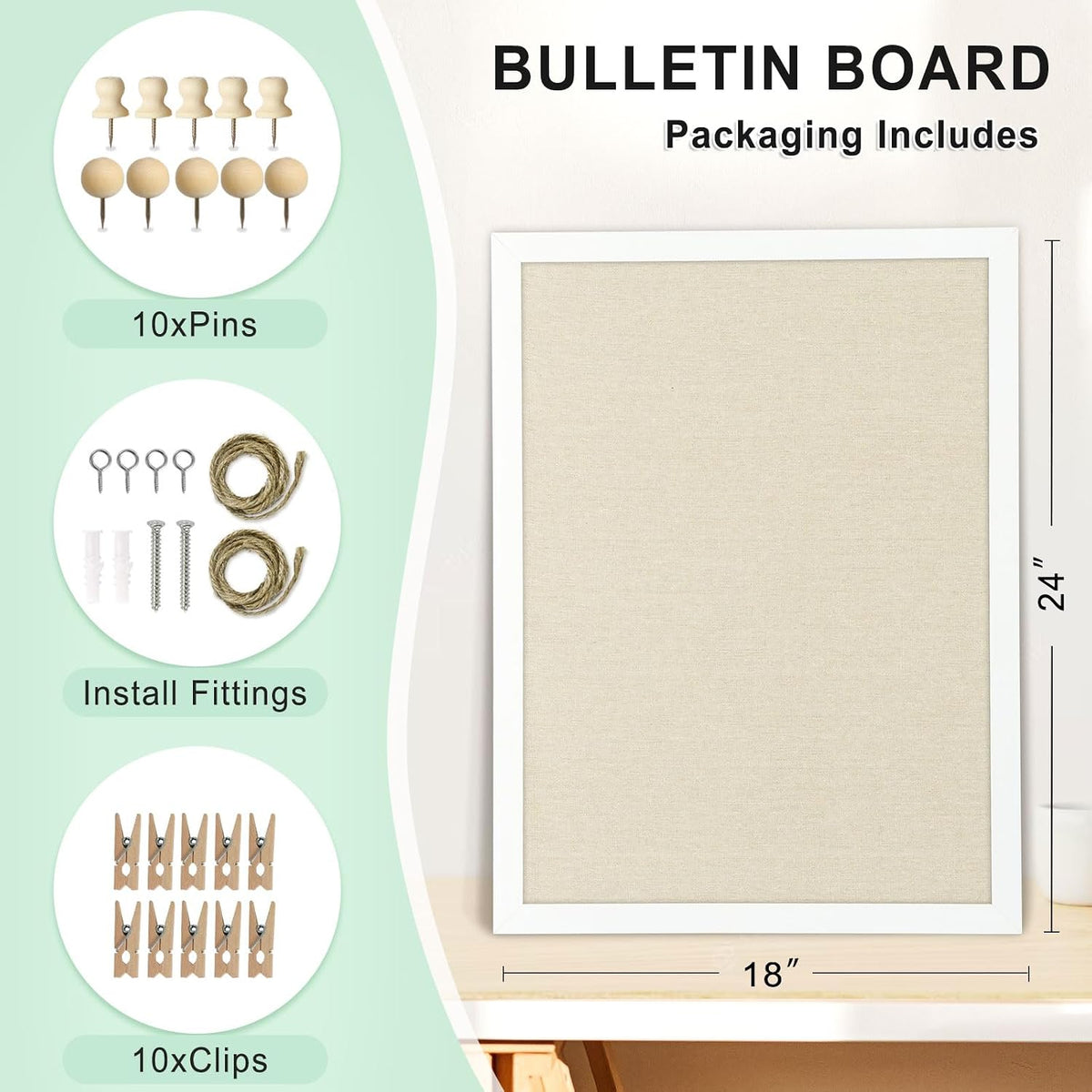 DOLLAR BOSS Double-Sided Bulletin Boards with Linen, 24"x18" Cork Board