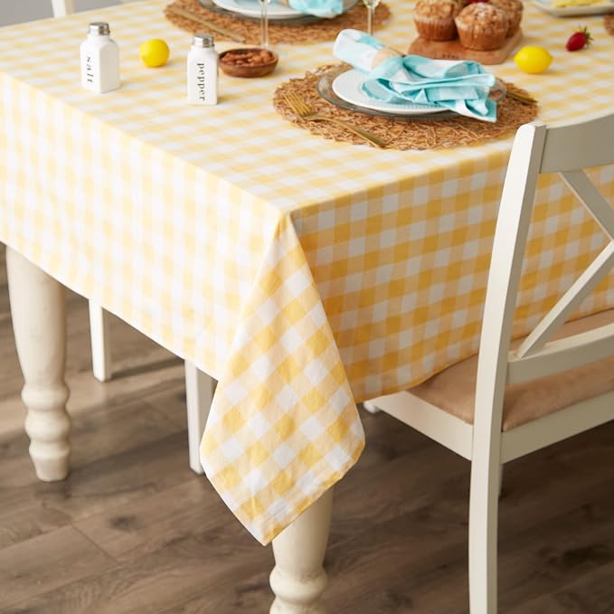 DII Checkered Tabletop Collection 100% Cotton, Machine Washable, Tablecloth
