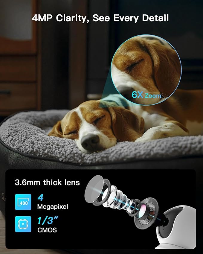 ARENTI 5G 4MP Pet Camera 2 Pack, No Subscription Indoor Security Camera for Dog/Cat/Baby, Free Phone App, Dual-Band WiFi, Auto Tracking, Super Night Vision, 2-Way Talk, 64G Local Storage(P2Q 64G 2PC)