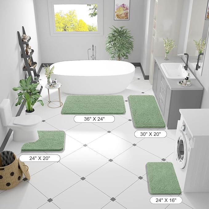 OLANLY Bathroom Runner Rugs 70x24, Soft Absorbent Chenille Bath Rugs, Rubber