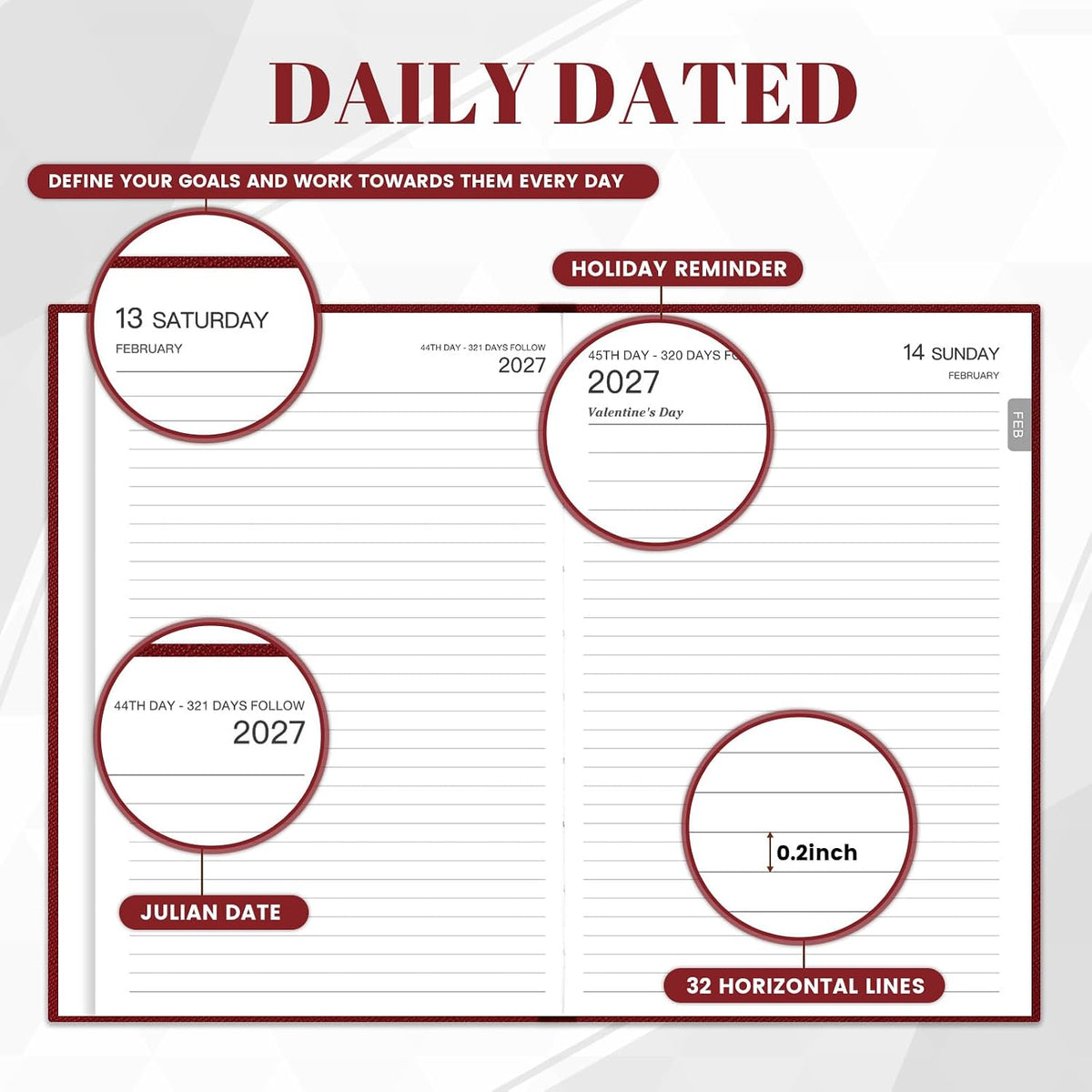 2027 Diary - Diary Full Page Per Day, Daily Planner 2027