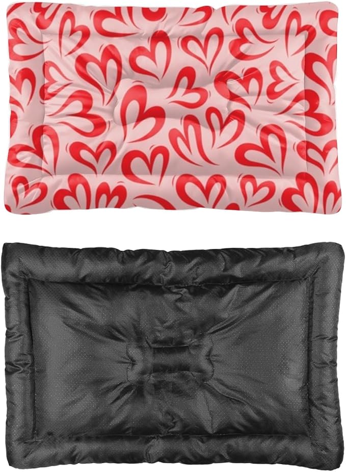 Comfy Dog Bed with Anti- Slip Bottom, Love Hearts Valentine Gift Cat Pillows Crate Pads Cages Dog Beds& Furniture Comfortable Cage Mat for Indoor& Outdoor Sofa Cars, Machine Washable 36 × 24 inch