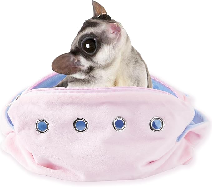 Meow&Woof Sugar Glider Bonding Pouch & Small Animal Carrier - Escape-Proof Sling for Hedgehogs, Ferrets, Hamsters Soft Critter Cuddler (10"x6", Pink)