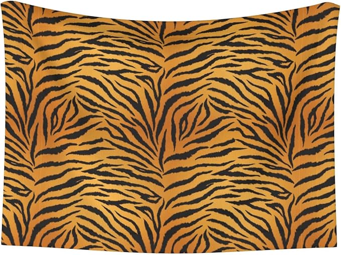 Reversible Dog Blanket for Beds Couches, Animal Print Tiger Black Gold, Double Sided Cat Blanket with Textured Dot Feel and Smooth Feel for Seasonal Comfort All Year