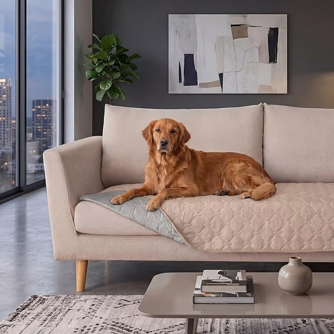Waterproof Dog Bed Cover Pet Blanket Sofa Pet Bed Mat,Leak Proof Washable Incontinence Mattress Protectors,Suitable for People Who Cannot Take Care of Themselves,52x82 Inch Khaki