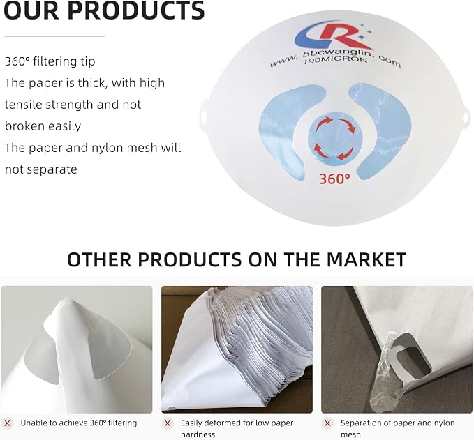 50 Pack of Paint Strainers, Paint Filter Strainer Paper Cone