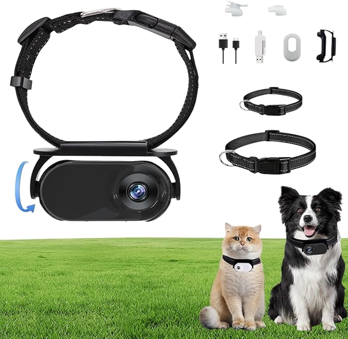 Dog Camera 2.0 Waterproof 1080p Pet Action Camera,Cat Cameras Collar Real Time Feed,Wireless Mini Sport Cam,with 32g Card (Black)