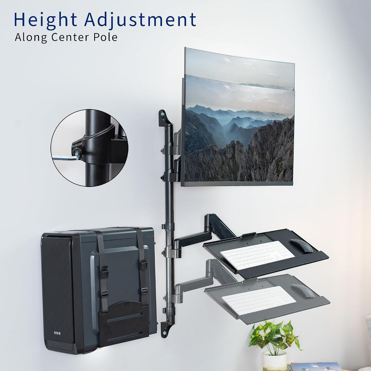 VIVO Black Clamp-on Monitor & Keyboard Tray Desk Mount, STAND-SIT1BW