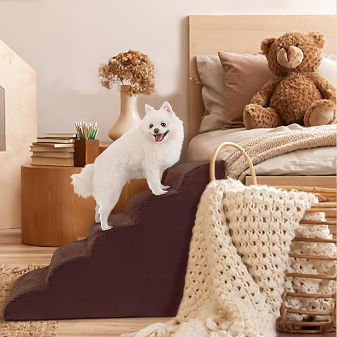 Dog Stairs for Small Dogs, High Density Foam Dog Steps, Extra Wide Non-Slip Pet Ramp for High Beds Or Couch, Soft Doggie Ladder for Dogs Injured, Older Pets, Small Cats