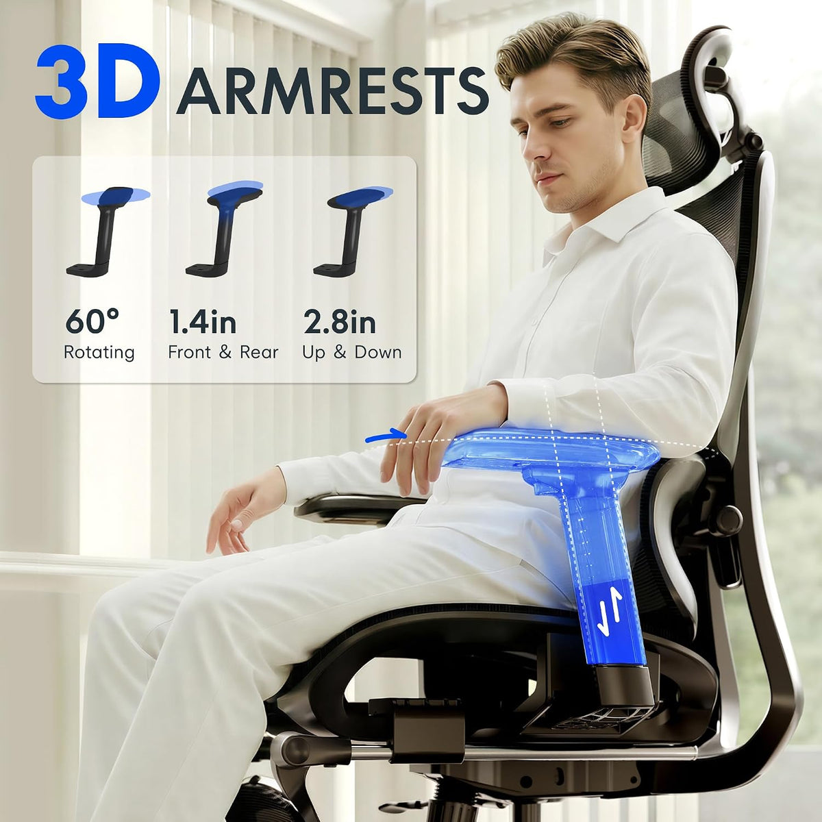 FLEXISPOT ErgoX Premium Ergonomic Office Chair Blue-FT