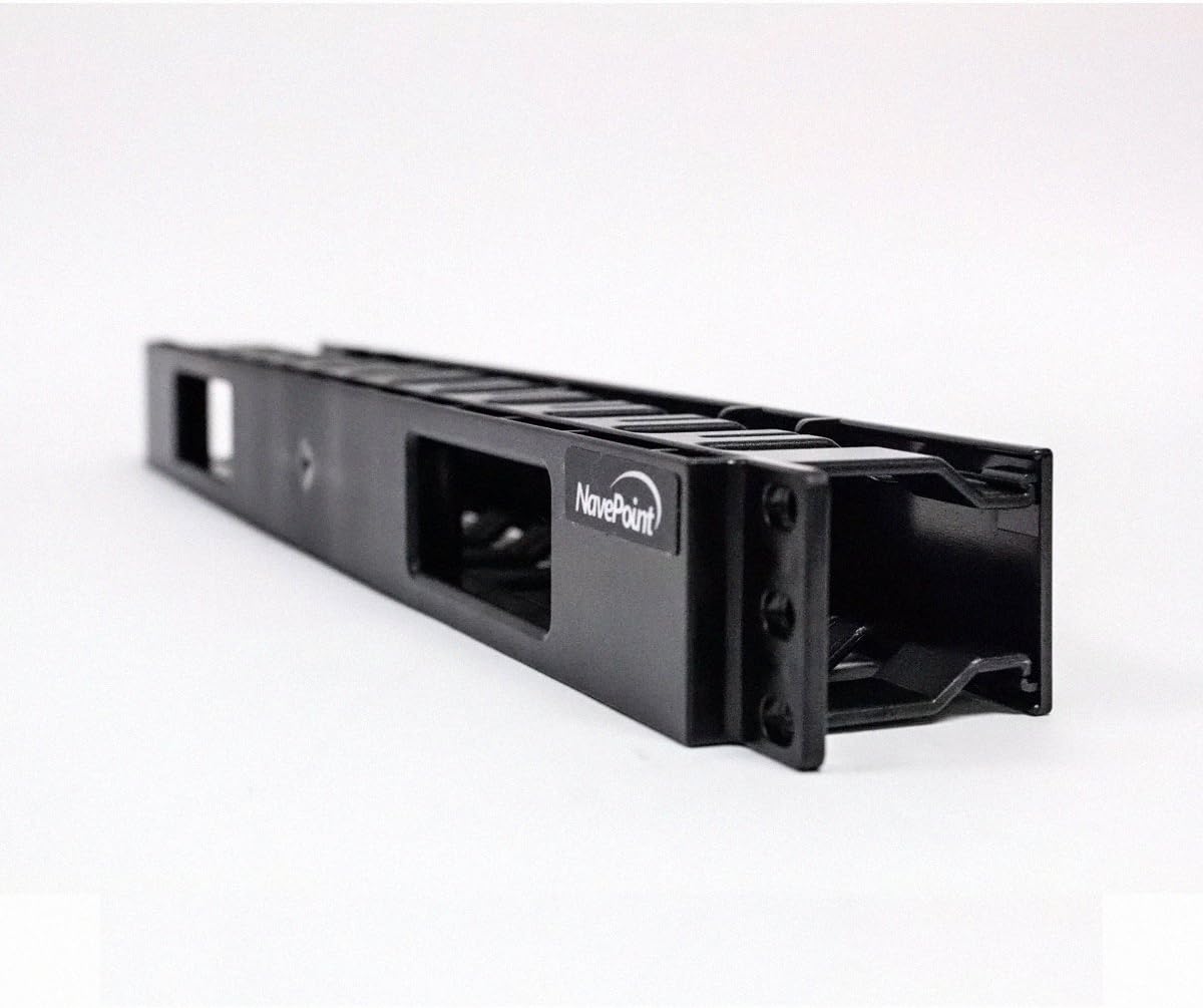 Navepoint 1U Horizontal 19-Inch Rack Mount Cable Management Raceway Duct Panel with Cover Black