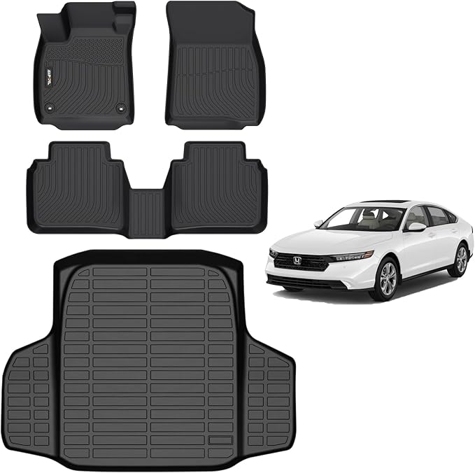 AIPOIL® Floor Mats & Cargo Liner Set for 2023 2024 2025 2026 Honda Accord & Accord Hybrid All Weather Protection TPE Anti-Slip Automotive Full Set Custom Car Mats Accessories - Black
