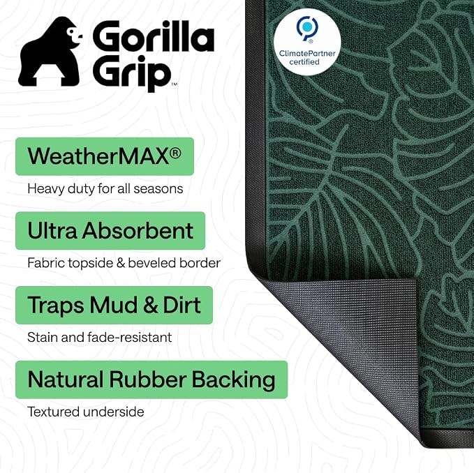 GORILLA GRIP 100% Waterproof All-Season WeatherMAX Doormat, US Designed Natural