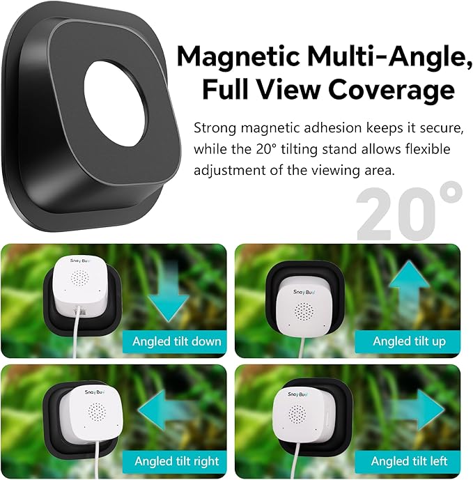 3MP 2K AI Reptile & Aquarium Camera with Angle Magnetic Mount, Close-Focus Lens for Fish Tank Terrarium Lizard Snake Pet, 2.4G&5GHz WiFi, 24/7 Recording, Anti-Glare & No Reflection