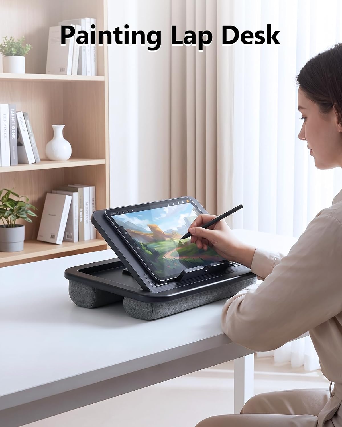 Adjustable Lap Desk with Cushion - 8 Angles Ergonomic Adjustment