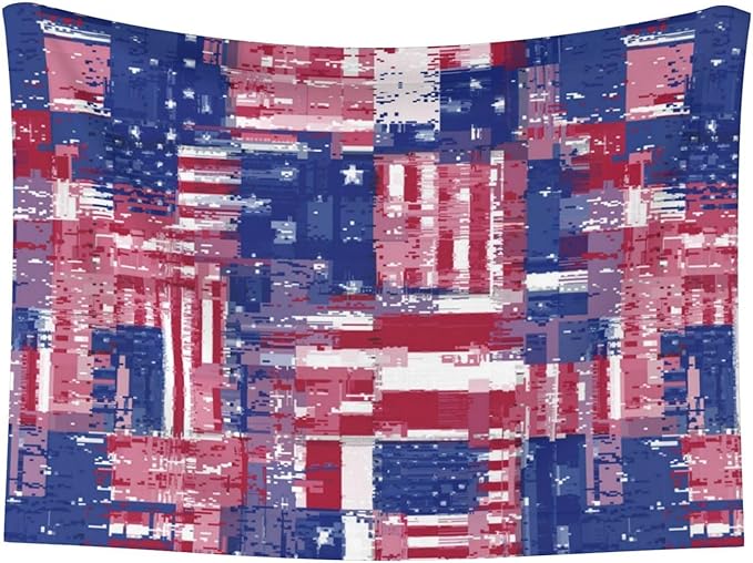 Two Sided Plush Pet Blanket for Crates Carriers Home Use, American Flag and Colored Balloons, Reversible Throw with Cozy Dot Fabric and Silky Reverse for Small Large Pets