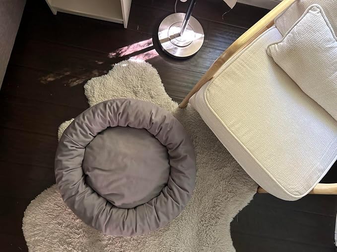 Organic Cotton Canvas Dog Bed: Removable Cover, Natural Fill - Made in USA (Blue Gray, Medium 28" x 8" inches)