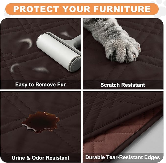 100% Waterproof Dog Couch Protector, Triple-Layer Waterproof Dog Bed Cover Pet Blanket Reversible 2-Tone Sofa Shield, Non-Slip Furniture Guard for Pets(30×30 Inch, Chocolate+Coffee)