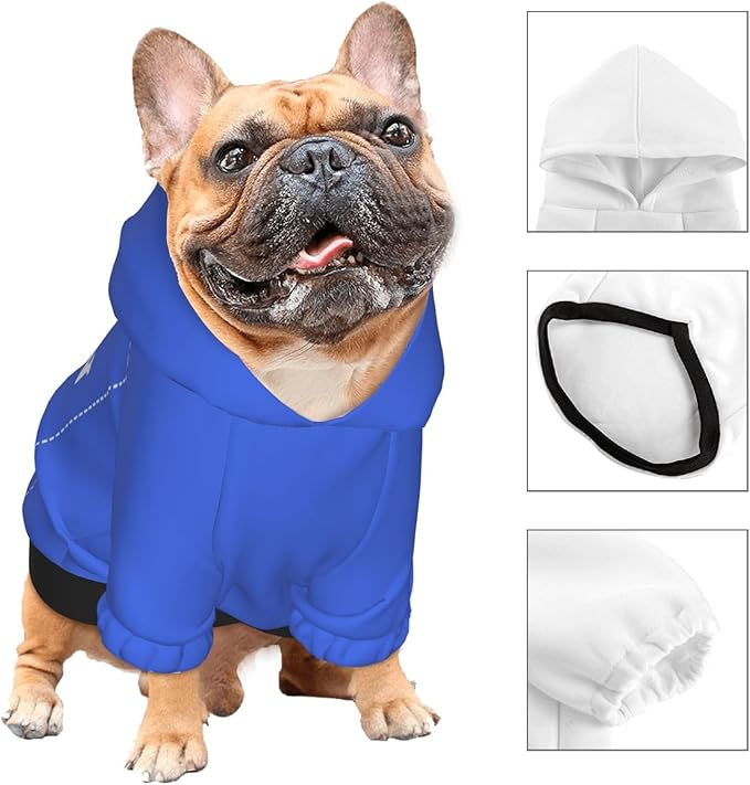 Dog Clothes, Custom Dog Hooded Sweatshirt, Personalized Pet Costume Robe Shirt with Text/Image/Club Name/Pet Shop Logo for Small Medium Large Dogs and Cats, RoyalBlue, XXS