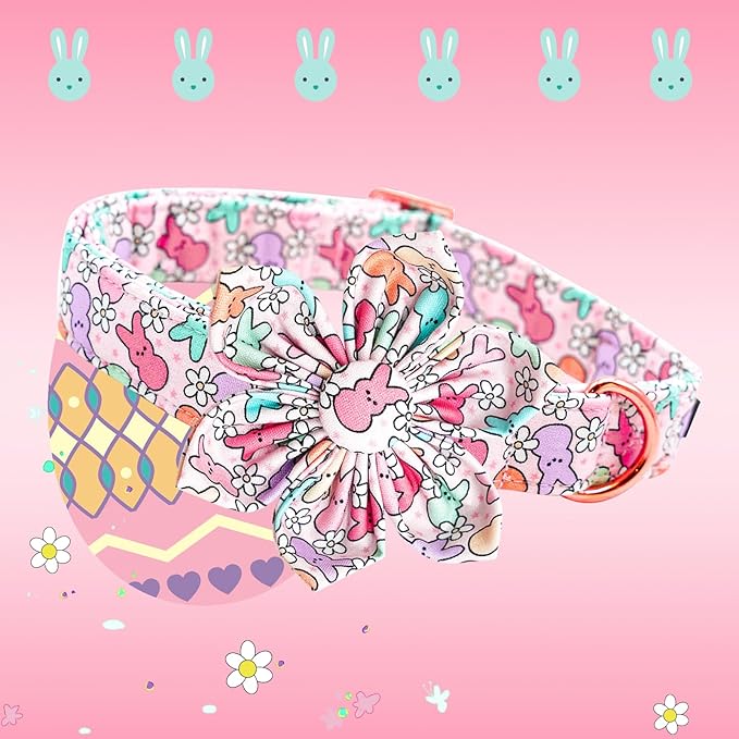 Lionheart glory Easter Day Dog Collar with Flower Dog Collar for Medium Dogs, Rabbits Colorful Dogs Collars Flowers Spring Collars Puppy Flowers