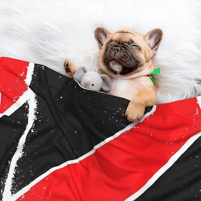Double Sided Pet Mat for Dog Bed Topper Cat Blanket Furniture Protector, Trinidad and Tobago Flag, Reversible Plush with Tactile Dot Pattern for Style Change