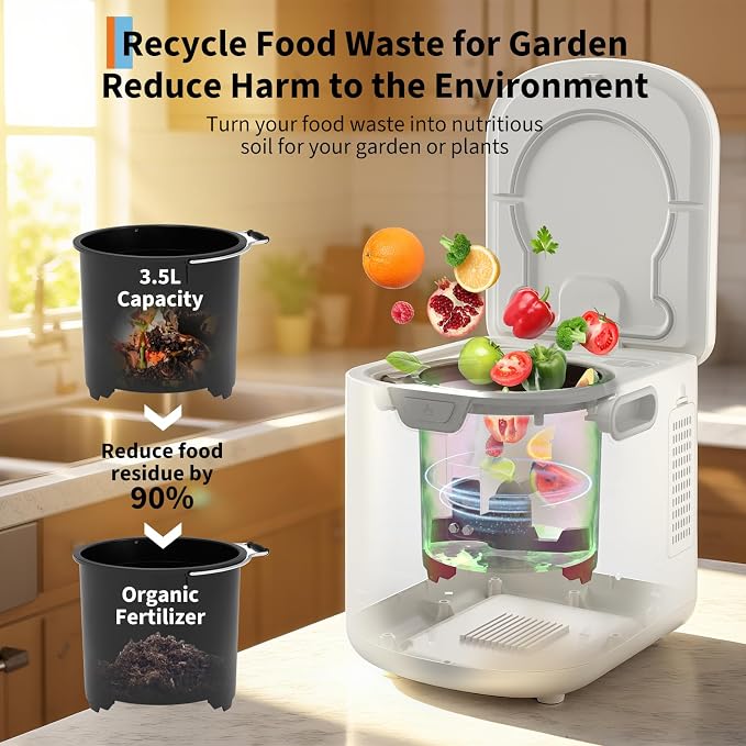 3.5L Electric Composter Countertop, 3 Modes Kitchen Smart Compost Bin