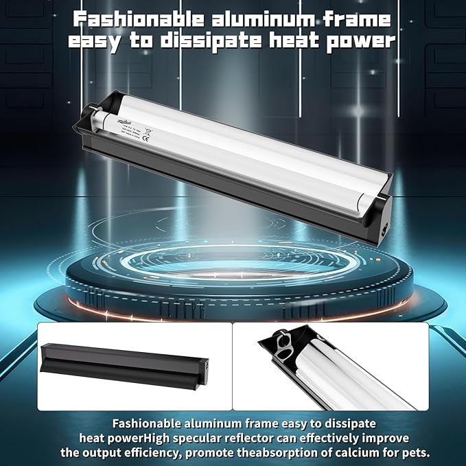 T5 UVB Reptile Lighting Fixture, UVB Light for Reptiles, 8W 10.0 UVB Lighting Combo Kit for Desert & Tropical Reptiles (Lizard, Bearded Dragon, Tortoise), 12INCH
