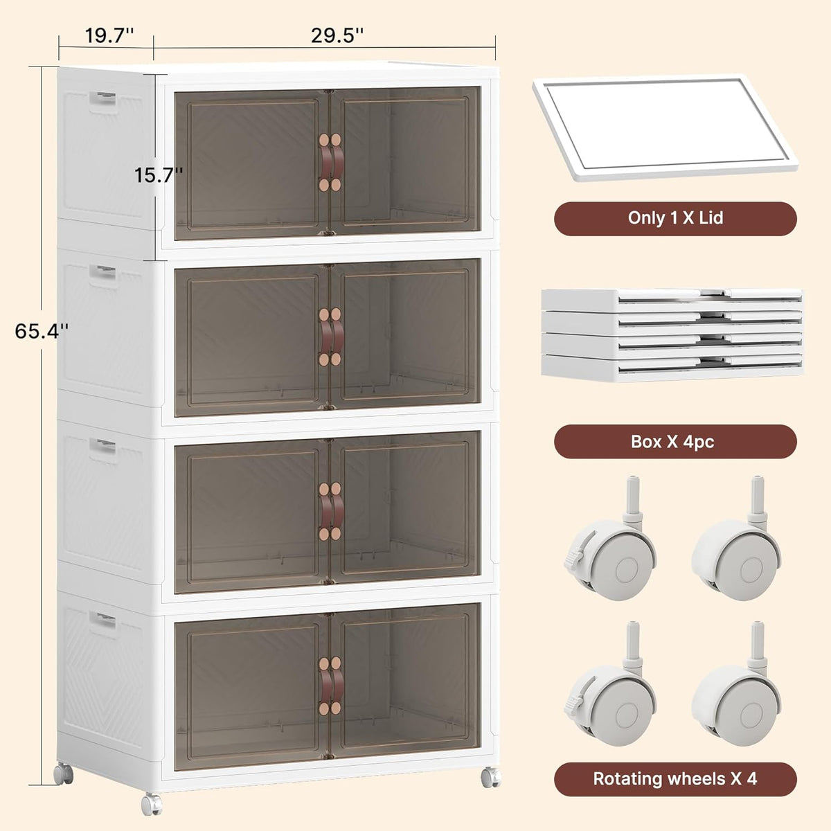 1288QT Extra Large Stackable Storage Bins with Lids & Wheels