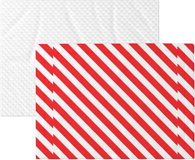 Double Sided Plush Pet Blanket for Small Large Animals, Red White Stripes Christmas Candy Cane, Reversible Throw with Dimpled Dot Side and Flat Side for Kennels Living Rooms