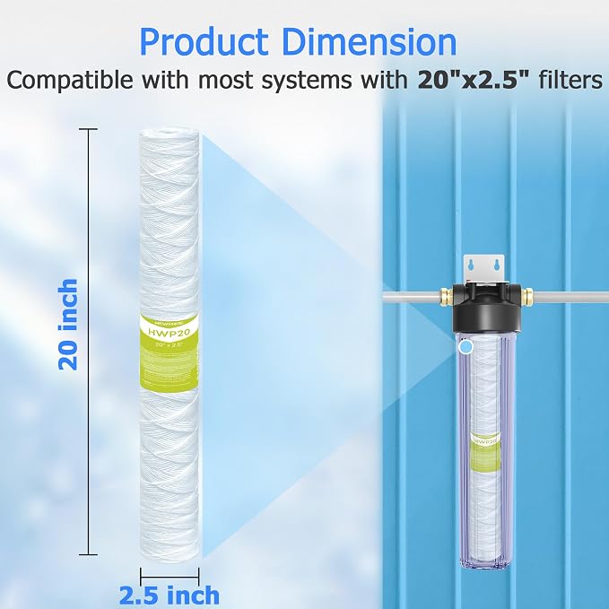 5 Micron Whole House Water Filter Cartridge, String Wound Sediment Filters