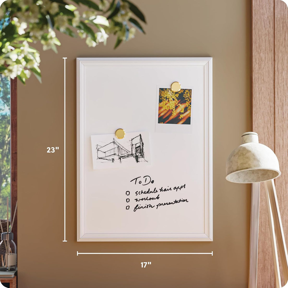 U Brands White Board, Dry Erase Boards, Wall Magnetic Whiteboard, 24" x 18"