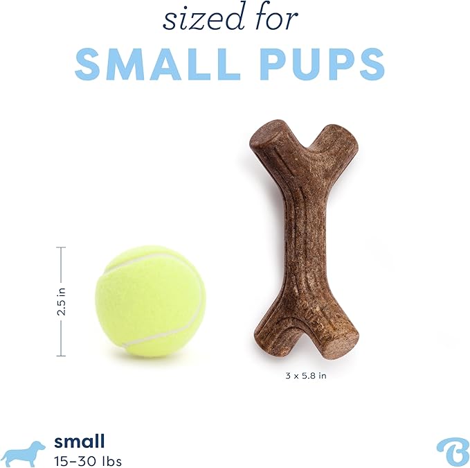 Benebone Puppy Maplestick Dog Chew Toy, Made in USA, Real Maple Wood Flavor, Small, Brown