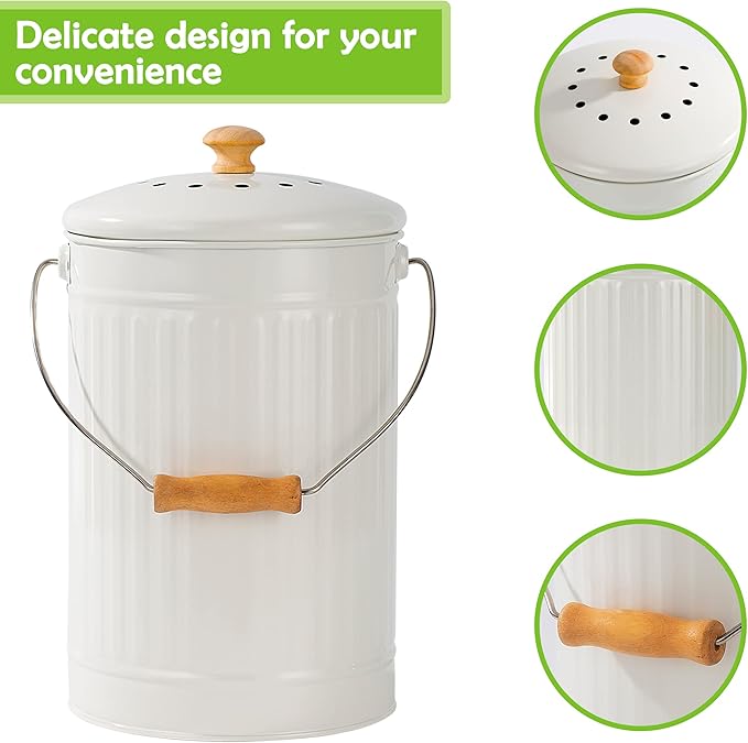 1.7 Gallon Kitchen Compost Bin, Indoor Countertop Compost Bin