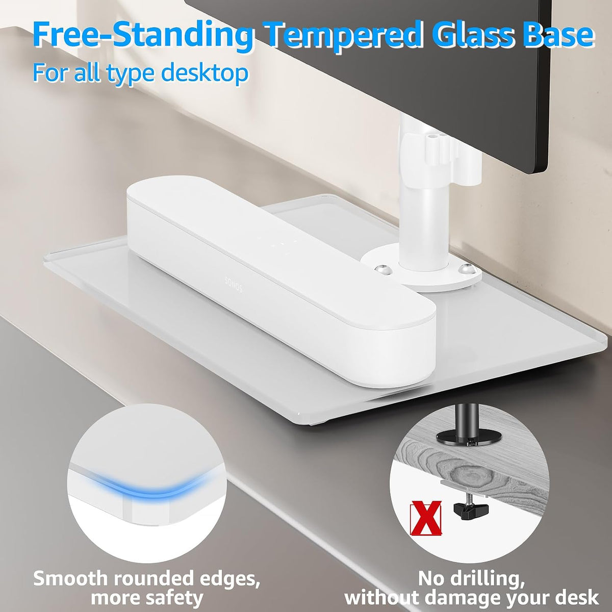 MOUNTUP Monitor Stand for Desk, Freestanding Monitor Mount Fits 13-32 inch Screen up to 19.8 lbs, Screen Stand with Swivel, Height, Rotation Adjustment, VESA Mount 100 x 100mm, 75 x 75mm