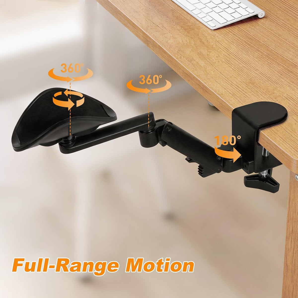 Adjustable Arm Rest for Desk, 360° Rotating and 6-Level Height Desk Arm Rest, Ergonomic Clamp-on Elbow Rest for Desk, Computer Desk Arm Rest Pad, Office & Gaming Desk Accessories