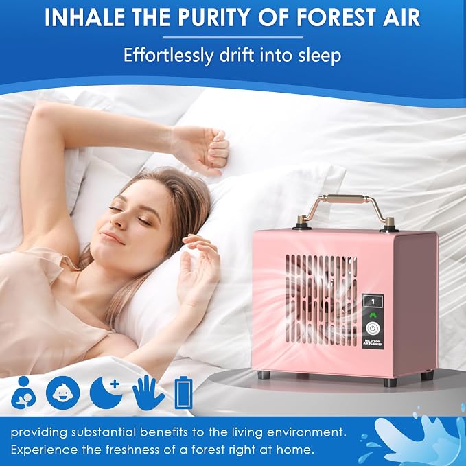 Portable Ionic Air Purifier, Hassle-Free Design, Type-C Rechargeable, 6-Hour