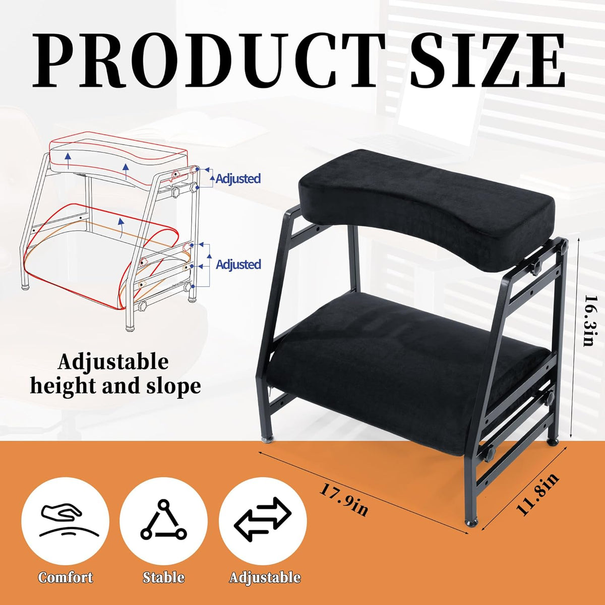 BALAPET Adjustable Double Step Footrest, High-Density Foam with Sturdy Iron Frame Foot Rest Under Desk for Office, Ergonomic Footrest with Washable Cover for Desk Work, Home,Patented Design(Black)