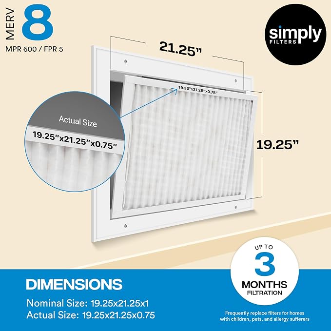 Simply 24x24x1 Air Filter, Merv 8, 6 Pack,