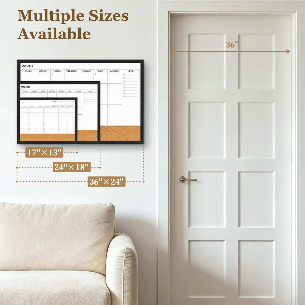 Dry Erase Calendar Whiteboard for Wall, 24'' x 18'' White Board Calendar