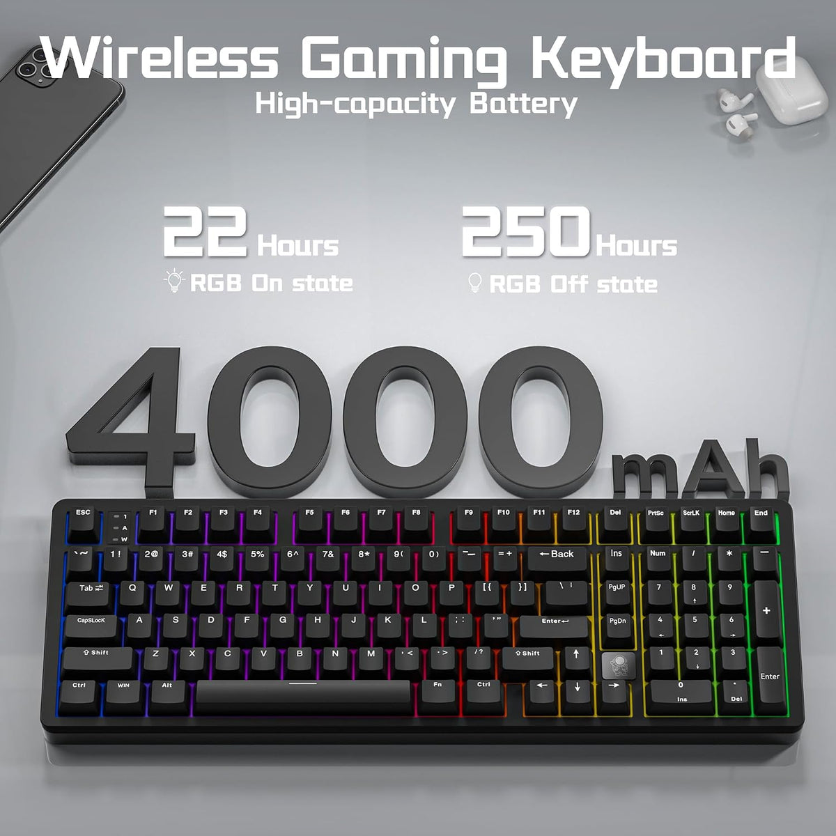 LEOBOG HI98C Pro Wireless Mechanical Gaming Aluminum Keyboard with Num Pad