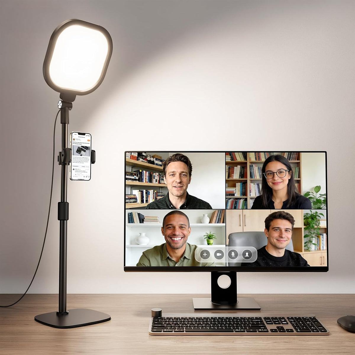 Zoom Lighting for Computer, Adjustable Desk Ring Light for Video Calls