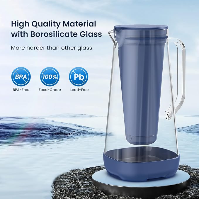 GLACIER FRESH 7 Cup Purela Glass Water Pitcher