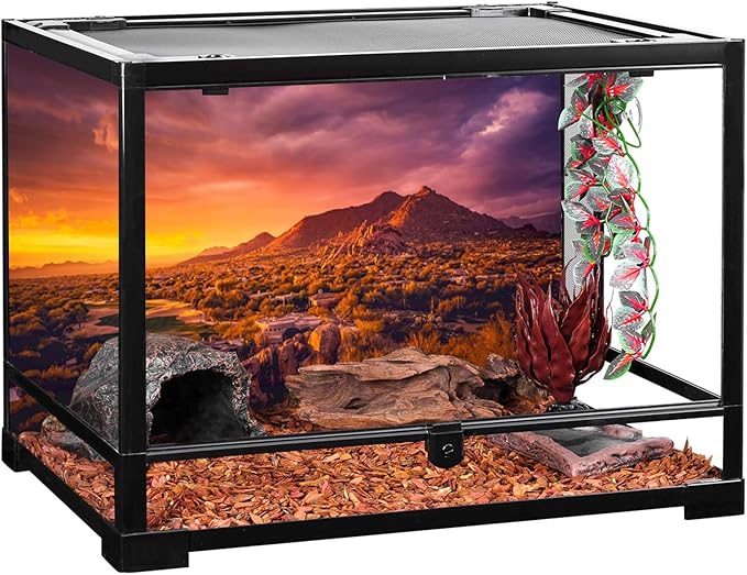 AWERT 60x24 inches Sun and Desert Terrarium Background Mountain Oasis Gobi Reptile Habitat Background Vinyl