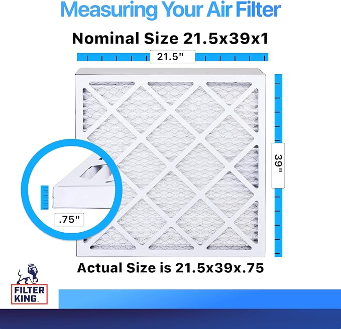 Filter King 21.5x39x1 Air Filter | 4-PACK | MERV 8 HVAC Pleated A/C Furnace