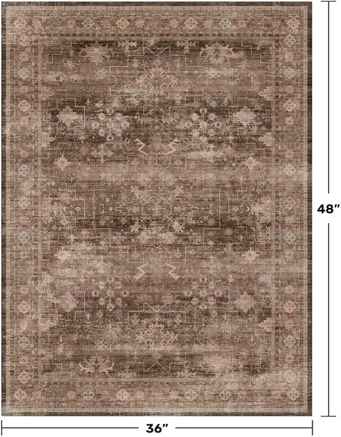 Brown Boho Washable Entry Rug, 3x4 Rugs