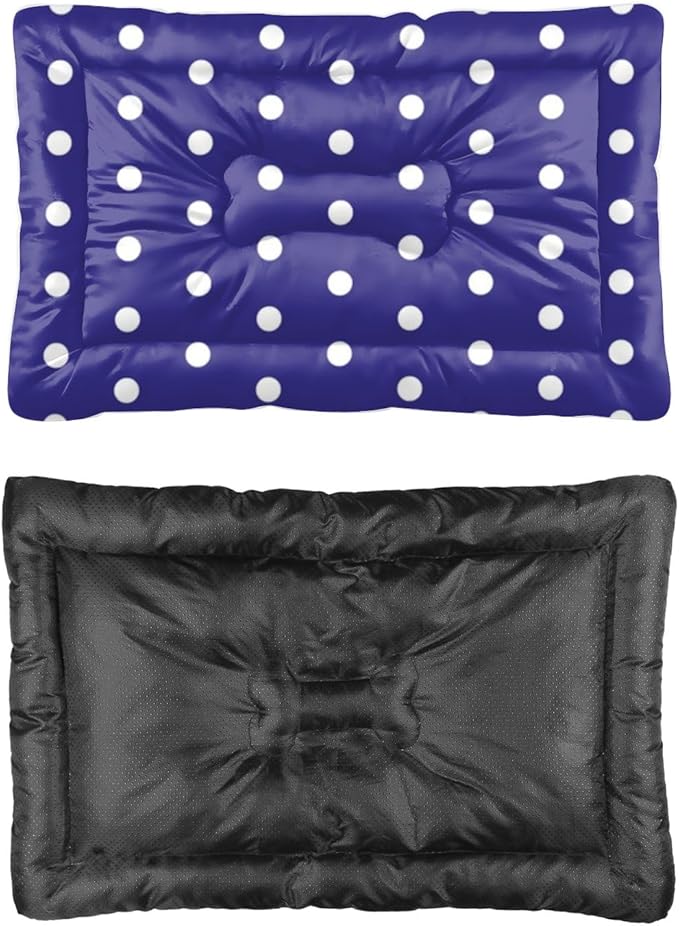 Polka Dot Blue Dog Beds and Furniture Small Dog Crate Mat Large Pads Crate Liner Pad Washable Non-Slip Beds Washable Doggie for Medium Dogs Cute Bed Mat Little Bed Indoor Outdoor 24X18 Inch