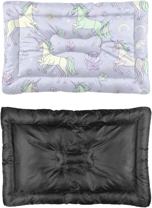 Dreamy Horse Pale Purple Dog Beds and Furniture Pet Sleeping Mat Pet Sleeping Pad Dog Crate Bed Washable Non-Slip Cage Bed for Crate for Cage Mat Large Pillow Indoor Outdoor 24X18 Inch