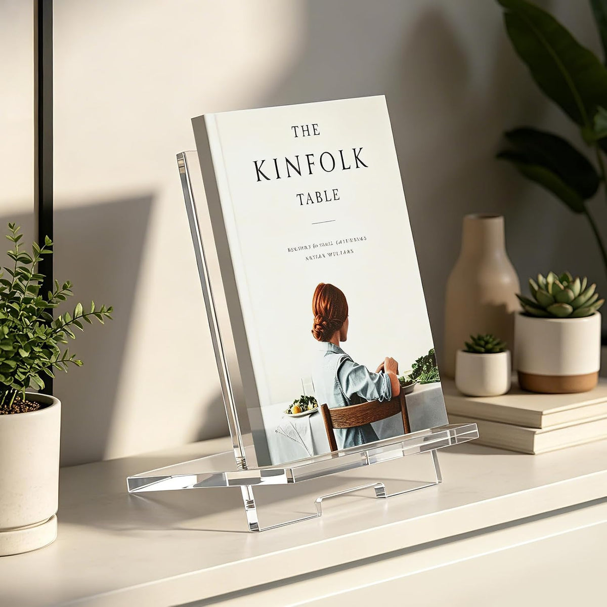 AITEE Acrylic Book Stand 6x9 Clear Display Easel for Cookbook & Magazine